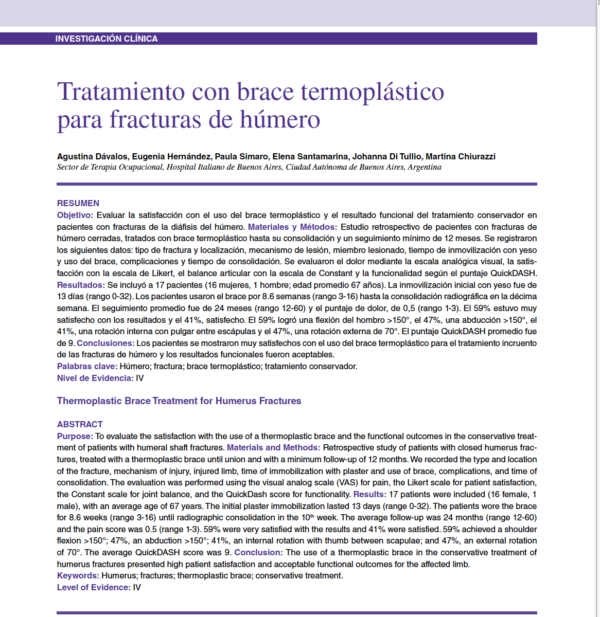 Tratamiento con brace termoplástico para fracturas de húmero